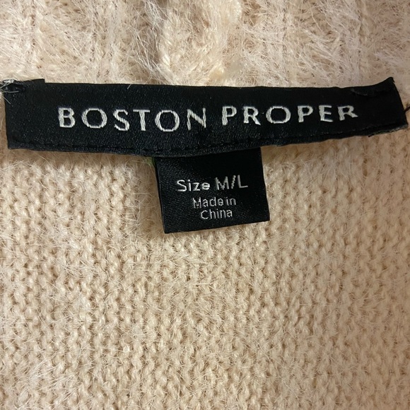 Boston‎ Proper sweater cardigan coatigan ivory open front M/L - Picture 6 of 7